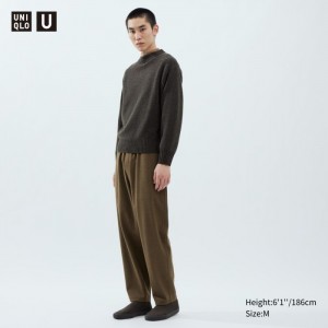 Nohavice Uniqlo Brushed Jersey Panske Hnede Slovensko | Q074136