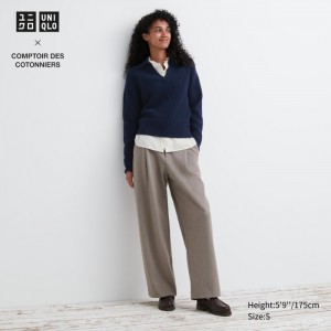 Nohavice Uniqlo Brushed Jersey Plisované Siroke Topanky Damske Béžové Slovensko | L247359