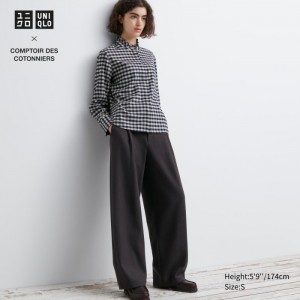 Nohavice Uniqlo Brushed Jersey Plisované Siroke Topanky Damske Tmavo Hnede Slovensko | Z697520