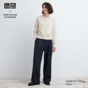 Nohavice Uniqlo Brushed Jersey Plisované Siroke Topanky Damske Námornícka Modrá Slovensko | V957414