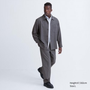 Nohavice Uniqlo Brushed Twill Siroke Topanky-Fit Plisované Panske Siva Slovensko | X049717