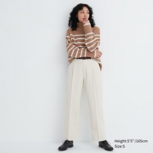 Nohavice Uniqlo Corduroy Siroke Topanky-Fit Plisované Damske Biele Slovensko | Z076111
