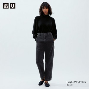 Nohavice Uniqlo Denim Rovno Damske Tmavo Siva Slovensko | N663071