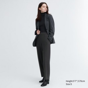 Nohavice Uniqlo Easy Siroke Topanky Rovno Damske Tmavo Siva Slovensko | U512563