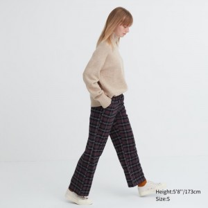 Nohavice Uniqlo Flannel Checked Damske Tmavo Hnede Slovensko | B737300