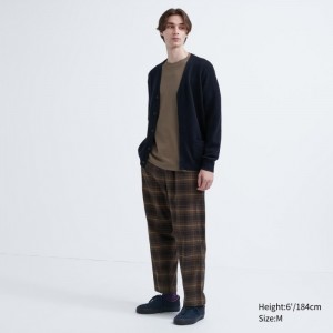 Nohavice Uniqlo Flannel Easy Ankle Panske Tmavo Hnede Slovensko | Q912038