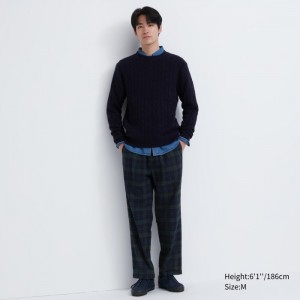 Nohavice Uniqlo Flannel Easy Ankle Panske Tmavo Zelene Slovensko | U259322