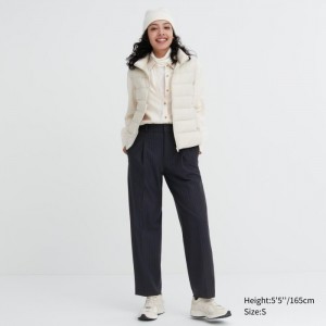 Nohavice Uniqlo HEATTECH Plisované Tapered (Stripe) Damske Námornícka Modrá Slovensko | L304956