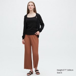 Nohavice Uniqlo Plisované Rovno Damske Hnede Slovensko | E848167