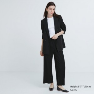 Nohavice Uniqlo Plisované Rovno Damske Čierne Slovensko | N975856