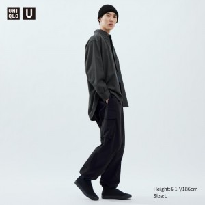 Nohavice Uniqlo Siroke Topanky-Fit Parachute Cargo Panske Čierne Slovensko | D812870