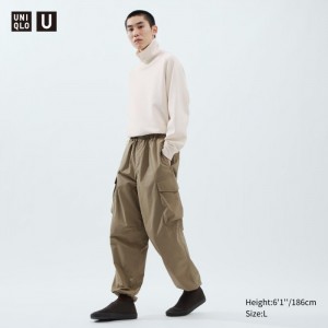 Nohavice Uniqlo Siroke Topanky-Fit Parachute Cargo Panske Béžové Slovensko | D490373