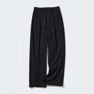 Nohavice Uniqlo Siroke Topanky-Fit Plisované (Vysoke) Damske Čierne Slovensko | V750437