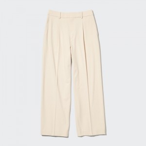 Nohavice Uniqlo Siroke Topanky-Fit Plisované (Vysoke) Damske Natural Slovensko | H643171