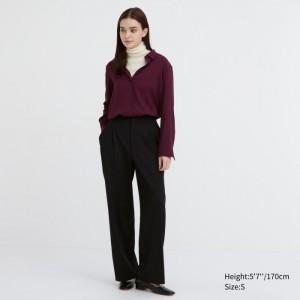 Nohavice Uniqlo Siroke Topanky-Fit Plisované Damske Čierne Slovensko | U096264