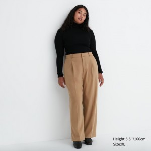 Nohavice Uniqlo Siroke Topanky-Fit Plisované Damske Béžové Slovensko | V311661