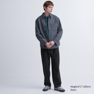 Nohavice Uniqlo Siroke Topanky-Fit Plisované Panske Čierne Slovensko | N180728