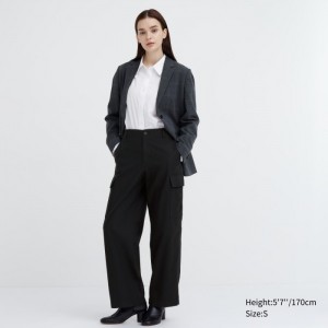 Nohavice Uniqlo Siroke Topanky Rovno Cargo Damske Tmavo Siva Slovensko | I325142