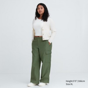 Nohavice Uniqlo Siroke Topanky Rovno Cargo Damske Zelene Slovensko | P002903