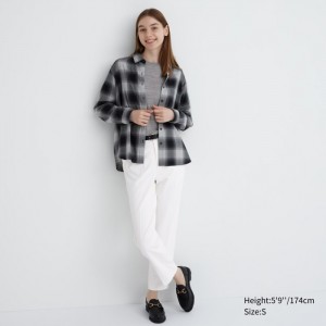 Nohavice Uniqlo Smart Ankle (2-Way Stretch, Vysoke) Damske Biele Slovensko | X587314