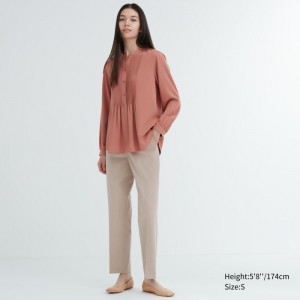 Nohavice Uniqlo Smart Ankle (2-Way Stretch, Vysoke) Damske Béžové Slovensko | I126535