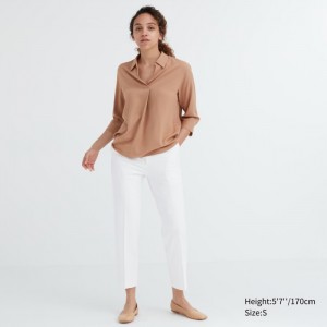 Nohavice Uniqlo Smart Ankle (2-Way Stretch) Damske Biele Slovensko | K081781