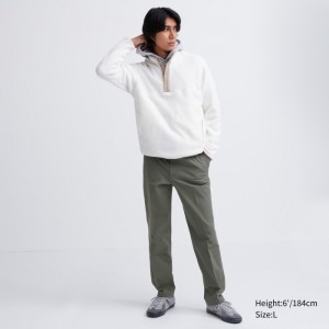 Nohavice Uniqlo Smart Ankle (2-Way Stretch, Bavlnene, Vysoke) Panske Olivovo Zelená Slovensko | O452457
