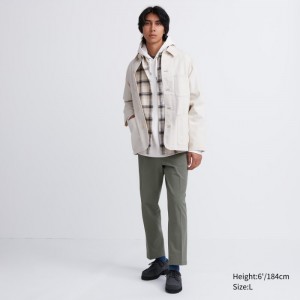 Nohavice Uniqlo Smart Ankle (2-Way Stretch, Bavlnene) Panske Olivovo Zelená Slovensko | N587926