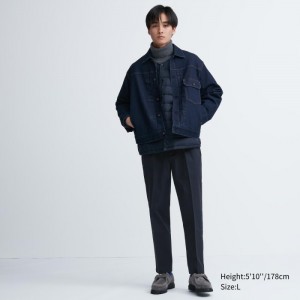 Nohavice Uniqlo Smart Ankle (2-Way Stretch, Bavlnene) Panske Námornícka Modrá Slovensko | L674937