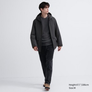 Nohavice Uniqlo Smart Ankle (2-Way Stretch, Corduroy, Vysoke) Panske Tmavo Siva Slovensko | K978040