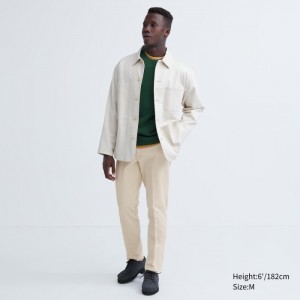 Nohavice Uniqlo Smart Ankle (2-Way Stretch, Corduroy, Vysoke) Panske Natural Slovensko | P016154