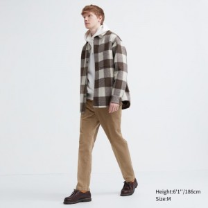 Nohavice Uniqlo Smart Ankle (2-Way Stretch, Corduroy, Vysoke) Panske Béžové Slovensko | G219566