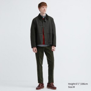 Nohavice Uniqlo Smart Ankle (2-Way Stretch, Corduroy, Vysoke) Panske Tmavo Zelene Slovensko | P020303