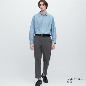 Nohavice Uniqlo Smart Ankle (2-Way Stretch, Vlna-Like) Panske Siva Slovensko | Q678787