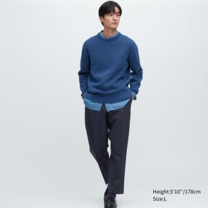 Nohavice Uniqlo Smart Ankle (2-Way Stretch, Vlna-Like) Panske Námornícka Modrá Slovensko | G593478