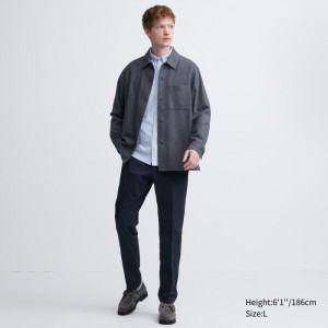Nohavice Uniqlo Smart Ankle (Ultra Stretch, Vysoke) Panske Námornícka Modrá Slovensko | G521755