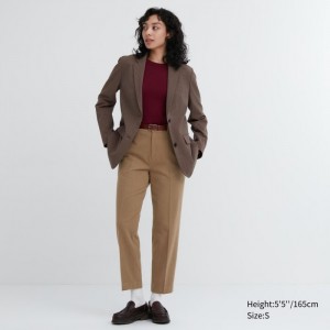 Nohavice Uniqlo Smart Brushed Ankle Damske Béžové Slovensko | G635284