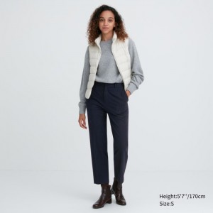 Nohavice Uniqlo Smart Brushed Ankle (Pinstripe) Damske Námornícka Modrá Slovensko | Z115764
