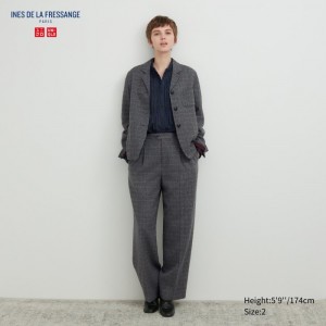 Nohavice Uniqlo Tweed Siroke Topanky-Fit Plisované Damske Tmavo Siva Slovensko | G690342