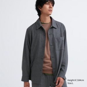 Overshirt Uniqlo Brushed Twill Panske Siva Slovensko | Q271342