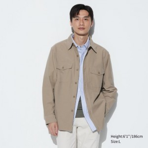 Overshirt Uniqlo Jersey Panske Béžové Slovensko | T157184