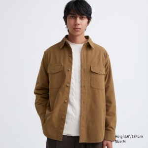 Overshirt Uniqlo Jersey Utility Long-Sleeve Panske Hnede Slovensko | U192718