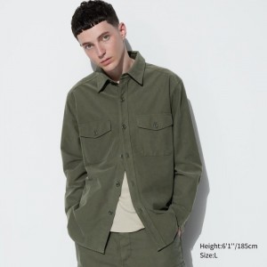 Overshirt Uniqlo Jersey Utility Long-Sleeve Panske Olivovo Zelená Slovensko | L102809