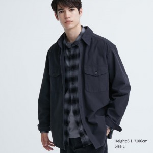 Overshirt Uniqlo Jersey Utility Long-Sleeve Panske Námornícka Modrá Slovensko | U440474