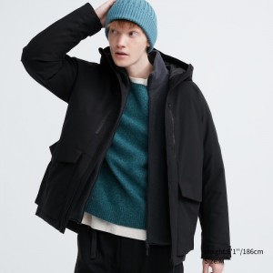 Paperova Bunda Uniqlo Hybrid (3D Cut) Panske Čierne Slovensko | D371665
