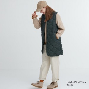Paperova Vesta Uniqlo Ultra Light Long Damske Tmavo Zelene Slovensko | A520137