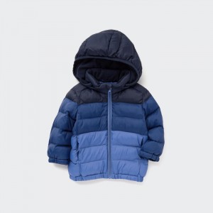 Parka Uniqlo PUFFTECH Washable Full-Zip (Warm Polstrované) (Color Block) Pre Babatka Modre Slovensko | T564015