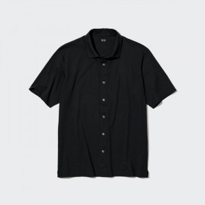 Polokosela Uniqlo AIRism Full Open Kratke-Sleeve Panske Čierne Slovensko | K699416