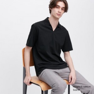 Polokosela Uniqlo AIRism Skipper Collar Panske Čierne Slovensko | J441173
