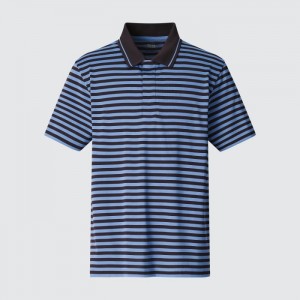 Polokosela Uniqlo DRY-EX Kratke-Sleeve (Pruhované) (Adam Scott) Panske Modre Slovensko | Y017590